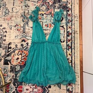 ASOS Tie Shoulder Pleated Mini Dress